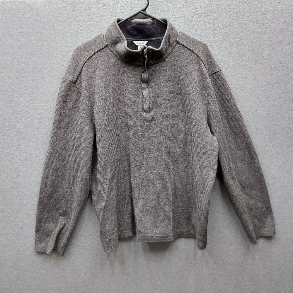 Calvin Klein Mens Half-Zip Pullover Sweater Gray XL 100% Cotton Made‎ In Vietnam